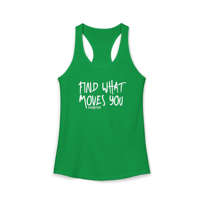 Women's Racerback Tank - FIND WHAT MOVES YOU GRAFFITI