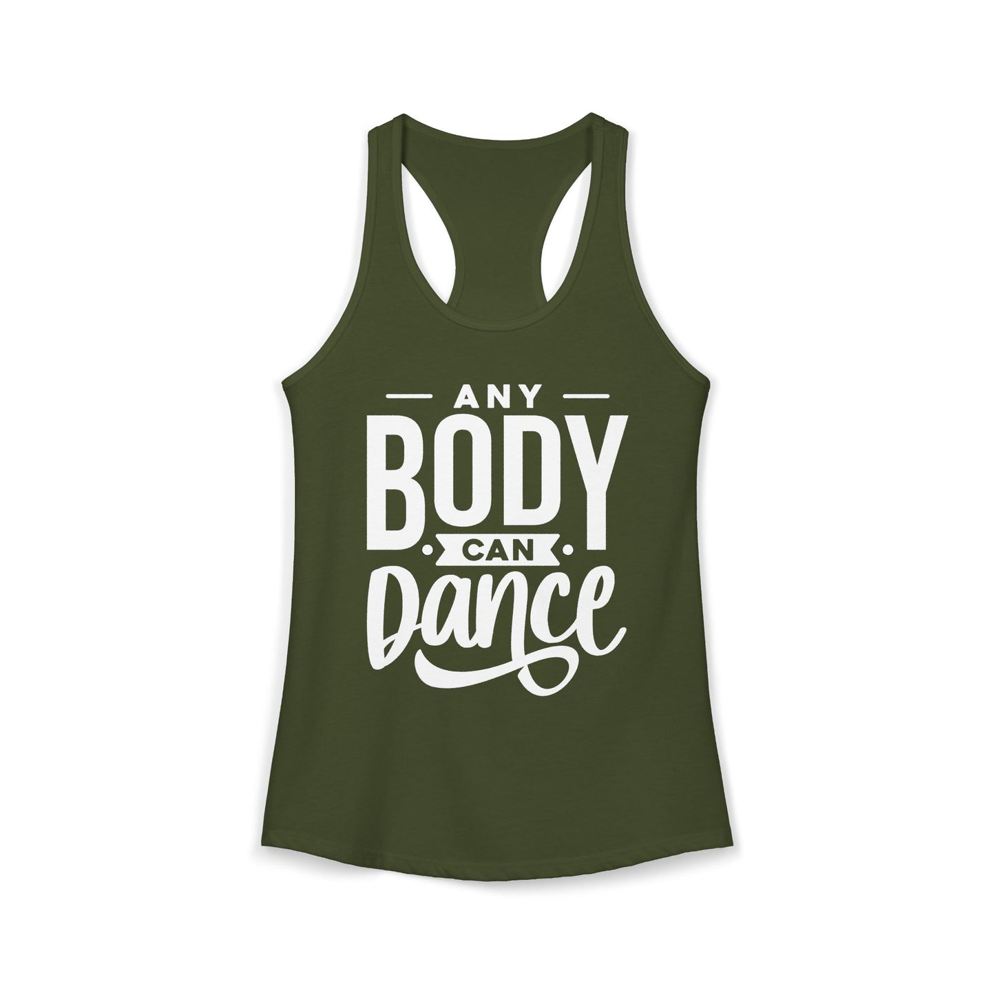 Women's Racerback Tank - ANY BODY CAN DANCE