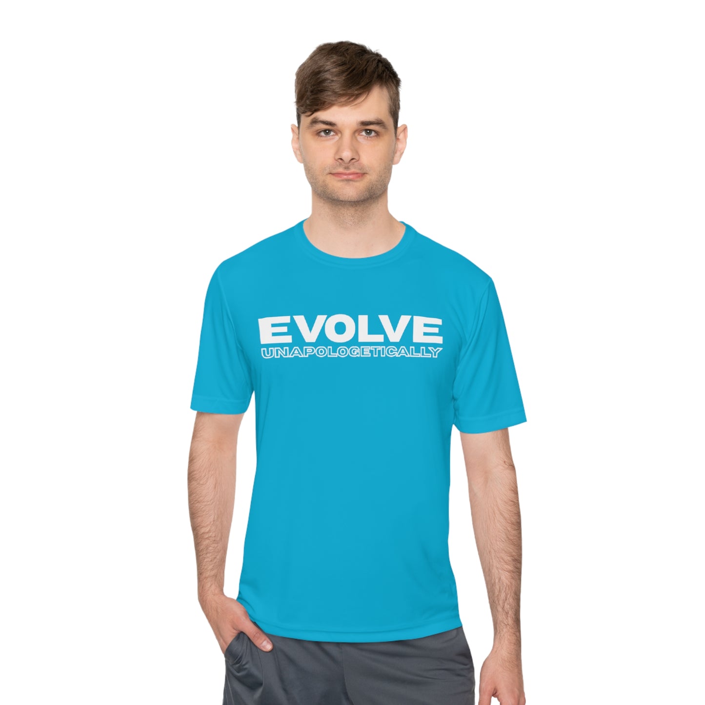 Unisex Moisture Wicking - EVOLVE UNAPOLOGETICALLY - WHITE LOGO