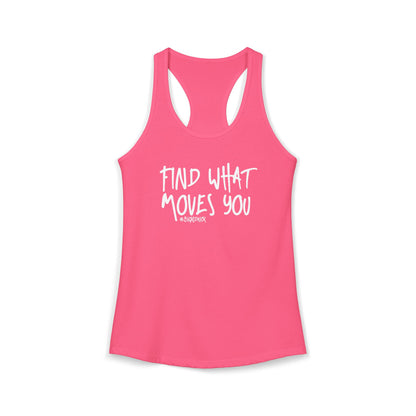 Women's Racerback Tank - FIND WHAT MOVES YOU GRAFFITI