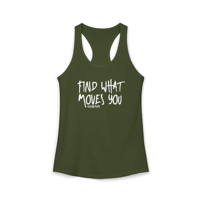 Women's Racerback Tank - FIND WHAT MOVES YOU GRAFFITI