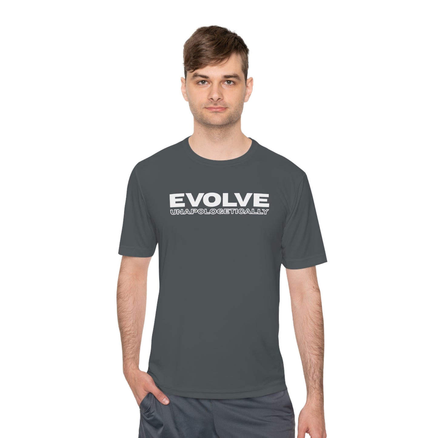 Unisex Moisture Wicking - EVOLVE UNAPOLOGETICALLY - WHITE LOGO